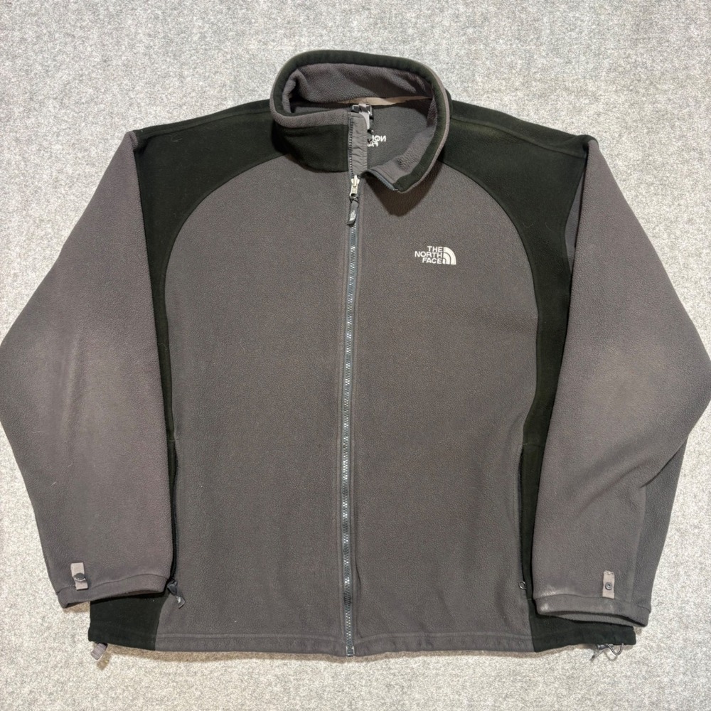 The North Face Mens XXL Full Zip Fleece Jacket Gray Black Colorblock Mock Neck